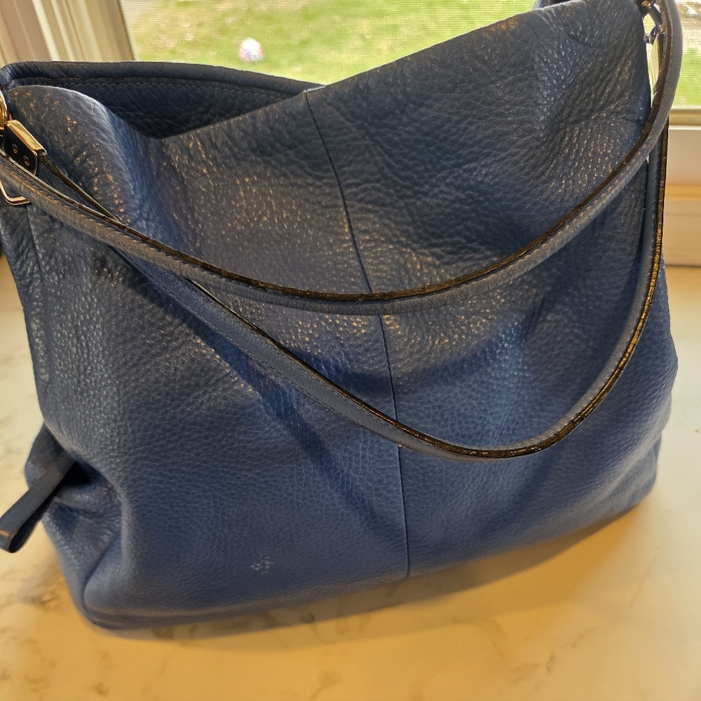 Coach Blue Pebbled Leather Hobo Bag - Picture 2 of 13